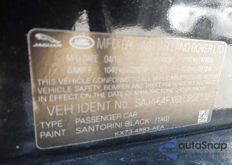 2020 Jaguar Xe S Rwd Automatic from USA, damaged, VIN SAJAE4FX6LCP56132